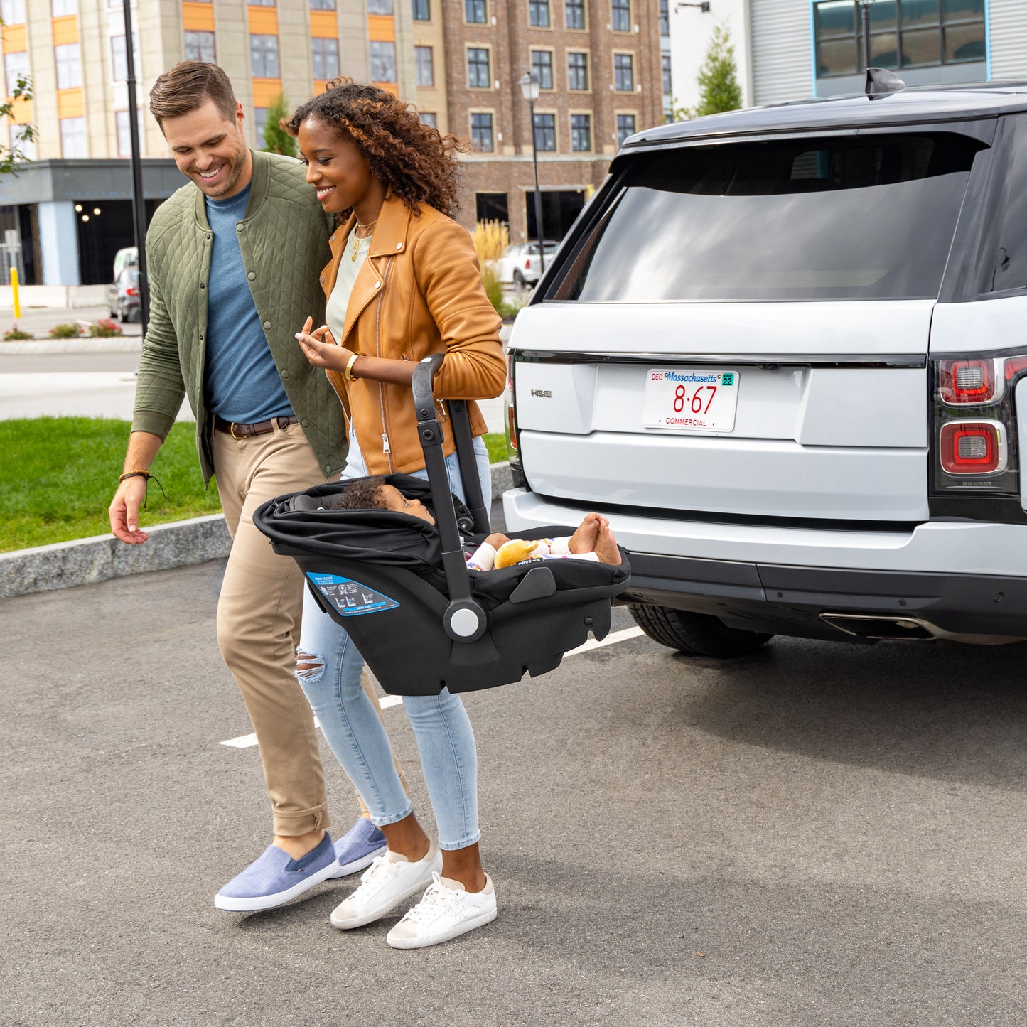 Shyft DualRide Infant Car Seat and Stroller Combo happy family