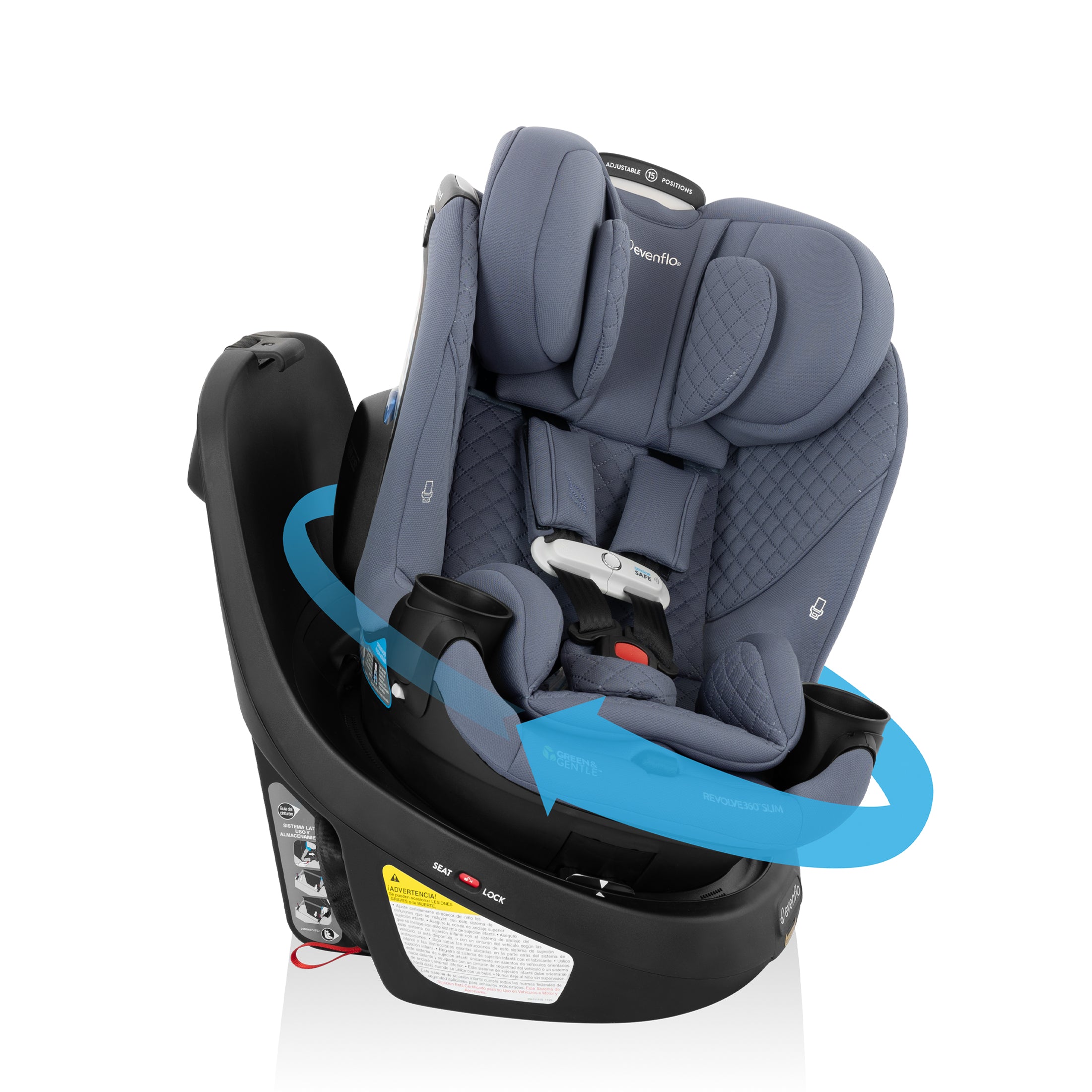 Revolve360 Slim 2-in-1 Rotating Car Seat with Green & Gentle Fabric - Flint