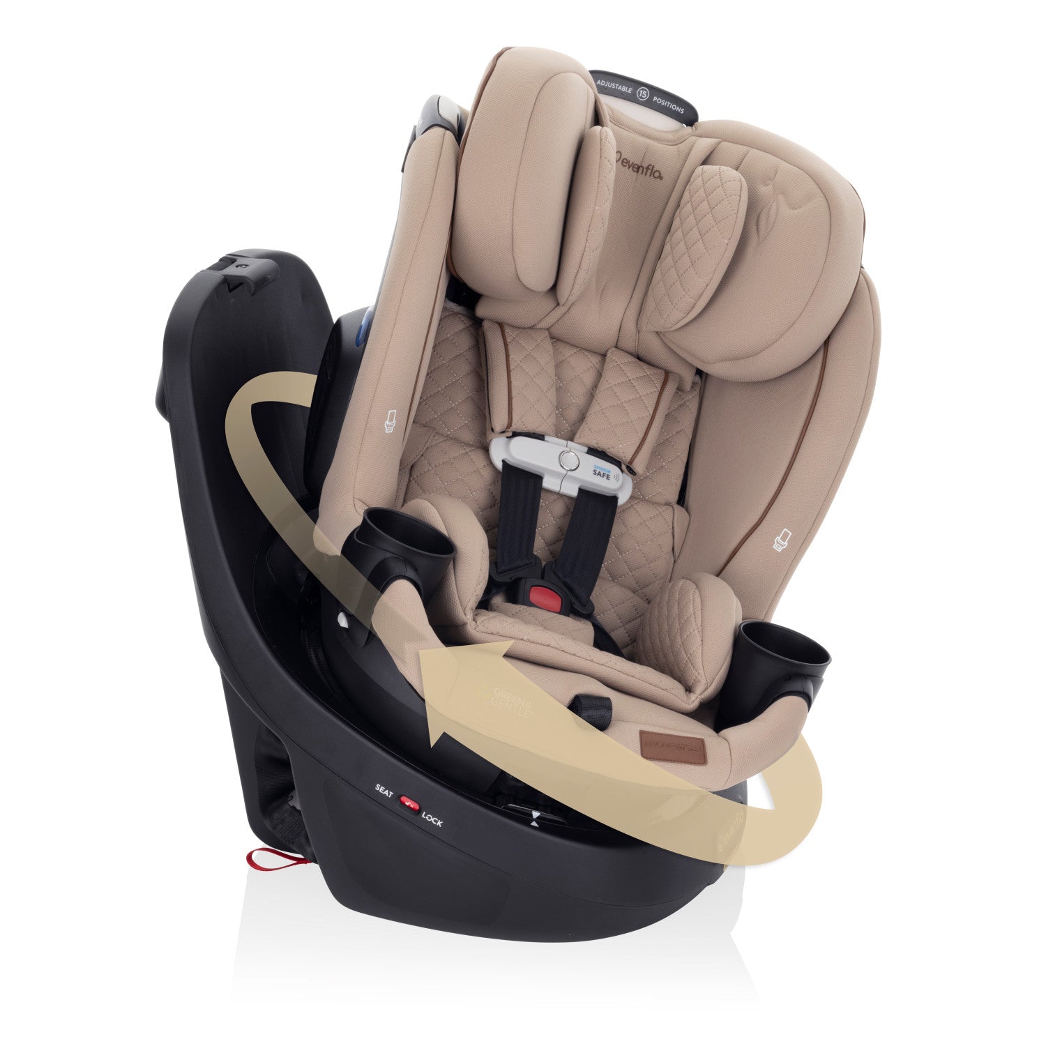 Revolve360 Slim 2-in-1 Rotating Car Seat with Green & Gentle Fabric - Travertine