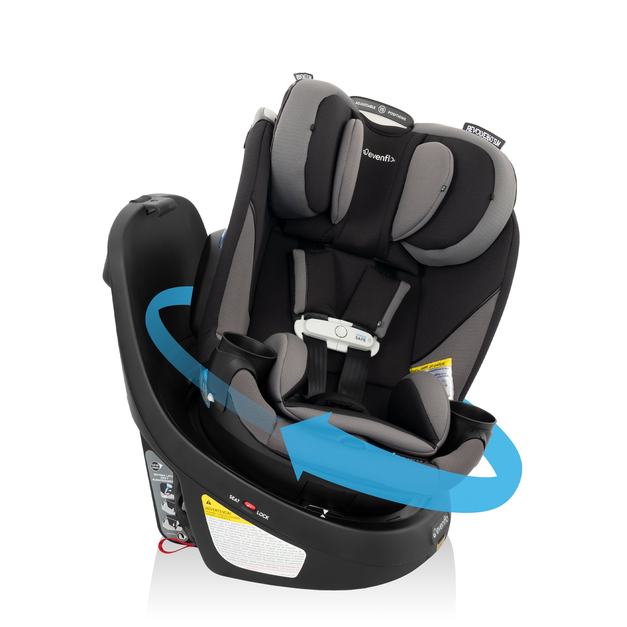 Gold Revolve360 Slim 2-in-1 Rotating Car Seat with SensorSafe - Obsidian Black