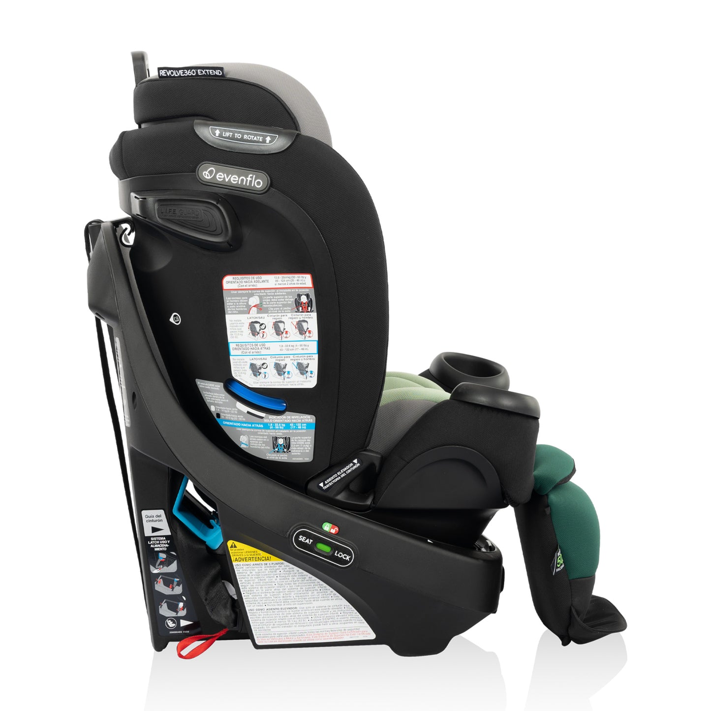Gold Revolve360 Extend All-in-One Rotating Car Seat with Green & Gentle Fabric