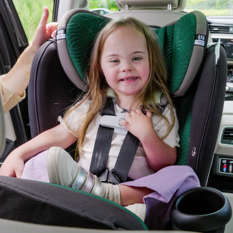 Gold Revolve360 Extend All-in-One Rotating Car Seat with Green & Gentle Fabric - Feature Image 2